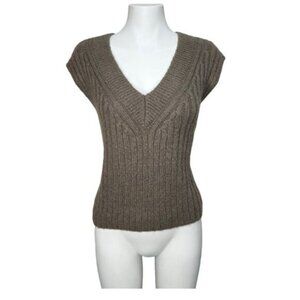 H m Tan Wool Alpaca Blend Cropped Sweater Vest Size L